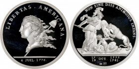 "1781" (2004) Libertas Americana Medal. Modern Paris Mint Dies. Silver. Deep Cameo Gem Proof.

40 mm. 24.63 grams, .999 fine.

Collector tag inclu...