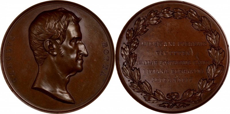 Italy. Undated (ca. 1837) Carlo Botta Memorial Medal. By G. Galeazzi. Bronze. Mi...