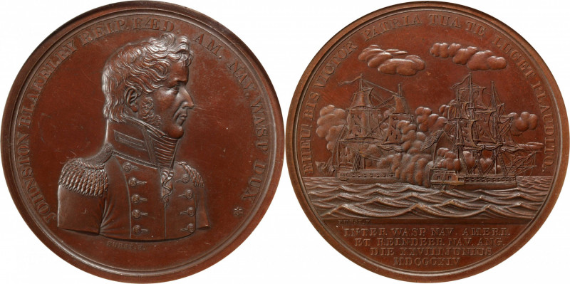 "1814" Captain Johnston Blakely / USS Wasp vs. HMS Reindeer Naval Medal. By Mori...