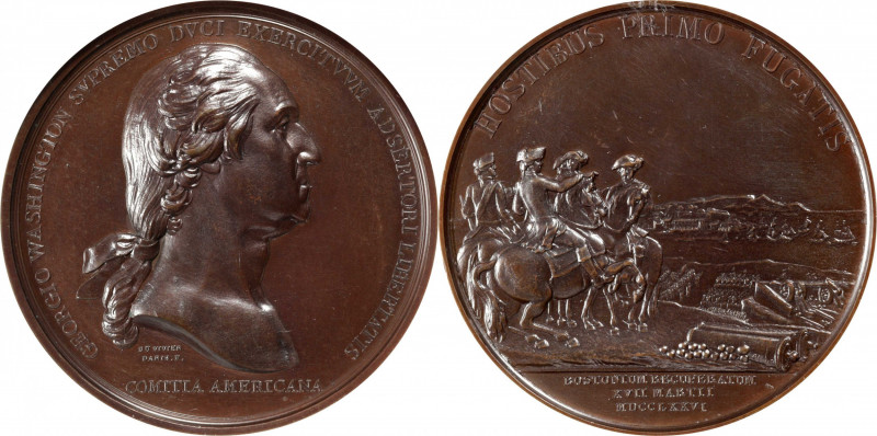 "1776" (post-1860) Washington Before Boston Medal. First U.S. Mint Issue. Gunmet...