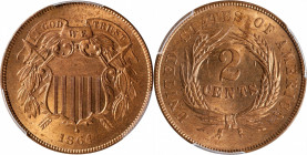 1864 Two-Cent Piece. Large Motto. MS-64+ RD (PCGS).

PCGS# 3578. NGC ID: 22N9.

Estimate: $ 525