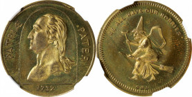 "1732" (ca. 1870) We All Have Our Hobbies Mule. Third Obverse. By Frederick C. Key and George Hampden Lovett. Musante GW-237, Baker-635A. Brass. MS-65...