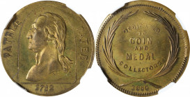 "1860" (ca. 1870) Coin and Medal Collectors Mule. Third Obverse. By Frederick C. Key and George Hampden Lovett. Musante GW-238, Baker-634, var. Brass....