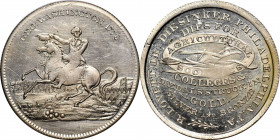 "1776" (ca. 1859) Robert Lovett, Jr. Store Card. Musante GW-253, Baker-556D. Nickel. Reeded Edge. Mint State.

32 mm. A few light hairlines noted in...