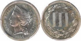 1884 Nickel Three-Cent Piece. Proof-63 (PCGS).

PCGS# 3780.

Estimate: $ 300
