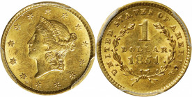 1851 Gold Dollar. AU-58 (PCGS).

PCGS# 7513. NGC ID: 25BK.

From the Mark and Lottie Salton Collection.

Estimate: $ 300