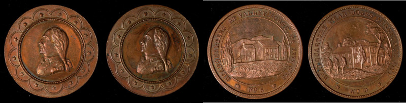 Lot of (2) (ca. 1862) Lovett's Headquarters Series Medals. Second Obverse. Coppe...
