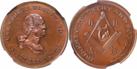 Undated (ca. 1870) Order of United American Mechanics Medal. By Robert Lovett, Jr. and George Hampden Lovett. Musante GW-812, Baker-336A. Copper. MS-6...