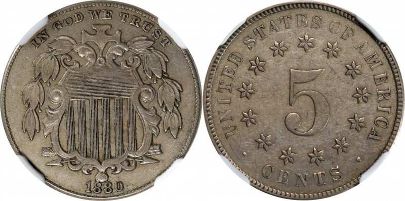 1880 Shield Nickel. Proof-50 (NGC).

PCGS# 3835. NGC ID: 276W.

Estimate: $ ...