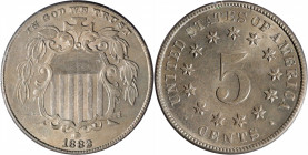 1882 Shield Nickel. MS-62 (PCGS). OGH--First Generation.

PCGS# 3812. NGC ID: 22PC.

Estimate: $ 150