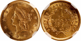 1854 Gold Dollar. Type I. AU-58 (NGC).

PCGS# 7525. NGC ID: 25BY.

Estimate: $ 250