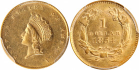 1854 Gold Dollar. Type II. AU-58 (PCGS).

PCGS# 7531. NGC ID: 25C3.

Estimate: $ 600