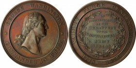 1878 Valley Forge Centennial Medal. Musante GW-959, Baker-449A, Julian CM-48, HK-137. Bronze. Mint State, Cleaned.

41 mm.

Estimate: $ 300