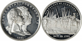 1881 Yorktown Centennial Medal. By Peter L. Krider. Musante GW-963, Baker-452C. White Metal. Specimen-64 (PCGS).

50 mm.

Estimate: $ 250
