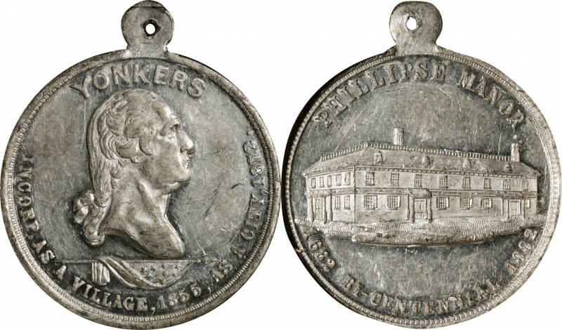 1882 Phillipse Manor, Yonkers, New York Medal. Musante GW-979, Baker-376A. White...