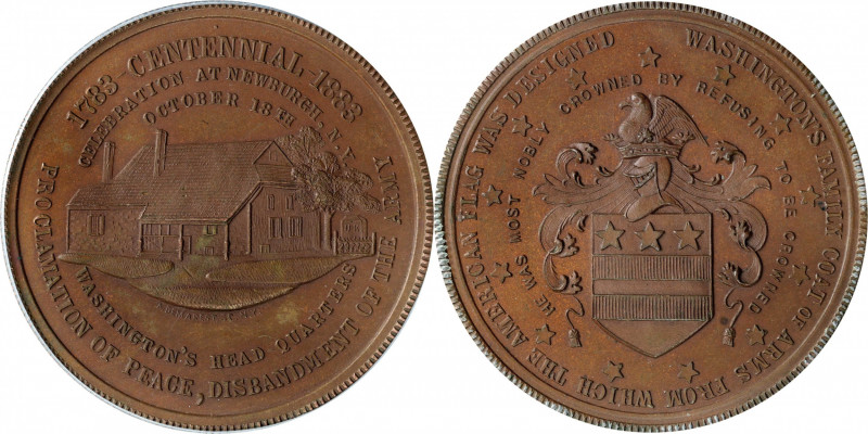 1883 Washington's Headquarters at Newburgh Centennial Medal. By A. Demarest. Mus...