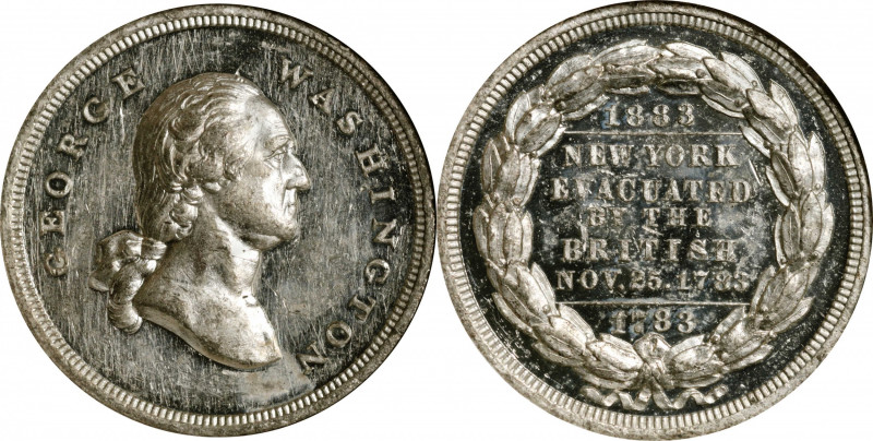 1883 New York Evacuated Medal. Musante GW-1013, Baker-460B. White Metal. MS-61 D...
