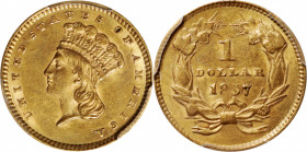 1857 Gold Dollar. AU-58 (PCGS).

PCGS# 7544. NGC ID: 25CD.

From the Mark and Lottie Salton Collection.

Estimate: $ 300