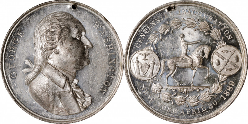 1889 Centennial Inauguration Equestrian Medal. Musante GW-1104, Douglas-13B. Whi...
