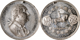 1889 Centennial Inauguration Equestrian Medal. Musante GW-1104, Douglas-13B. White Metal. MS-61 PL (NGC).

44 mm. Pierced for suspension.

Ex R. J...