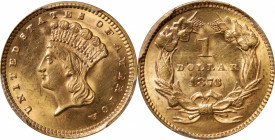 1873 Gold Dollar. Open 3. MS-63+ (PCGS).

PCGS# 7573. NGC ID: 25DB.

Estimate: $ 700