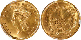 1889 Gold Dollar. MS-65 (PCGS). CAC.

PCGS# 7590. NGC ID: 25DU.

Estimate: $ 850