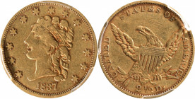 1837 Classic Head Quarter Eagle. HM-1. Rarity-3. VF-30 (PCGS).

PCGS# 7695. NGC ID: 25FX.

Estimate: $ 850