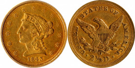 1843-O Liberty Head Quarter Eagle. Small Date. Winter-2. AU-50 (PCGS).

PCGS# 7731. NGC ID: 25GR.

Estimate: $ 600