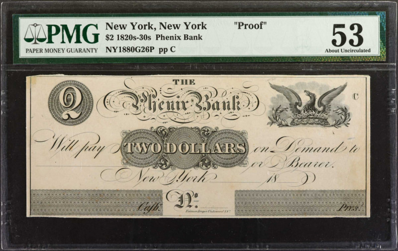 New York, New York. Phenix Bank. 1820's-30's. $2. PMG About Uncirculated 53. Pro...