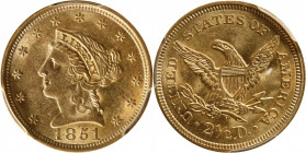 1851 Liberty Head Quarter Eagle. MS-61 (PCGS).

PCGS# 7759. NGC ID: 25HL.

Estimate: $ 500