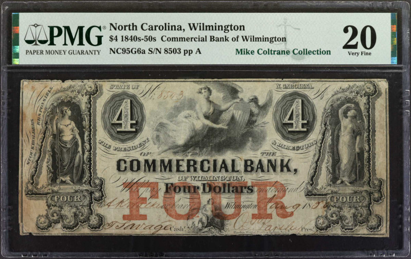 Wilmington, North Carolina. Commercial Bank of Wilmington. 1840s-50s. $4. PMG Ve...