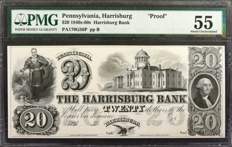 Harrisburg, Pennsylvania. Harrisburg Bank. 1840s-60s. $20. PMG About Uncirculate...