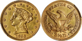 1858 Liberty Head Quarter Eagle. AU Details--Cleaned (PCGS).

PCGS# 7786. NGC ID: 25JG.

Estimate: $ 450