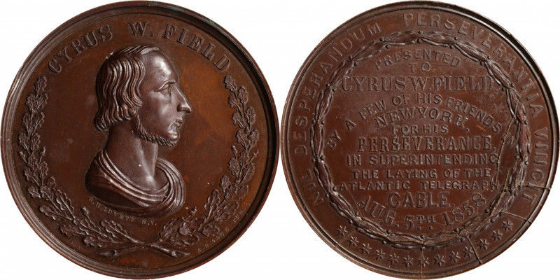 1858 Cyrus W. Field Laying of the Atlantic Telegraph Cable Medal. Second Reverse...