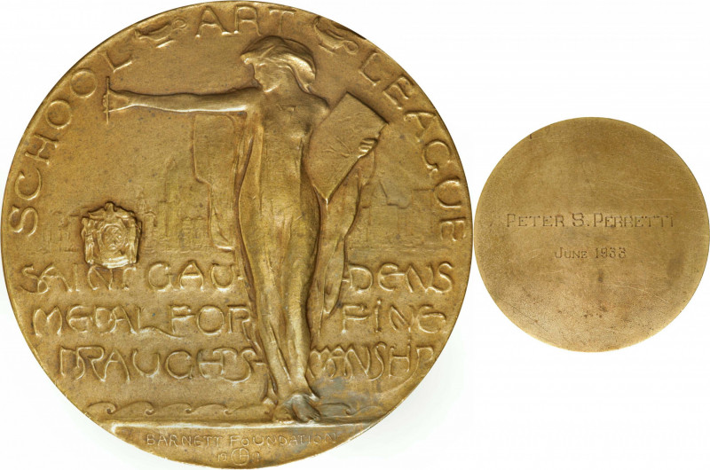 1933 School Art League Saint-Gaudens Medal for Fine Draughtsmanship. Uniface. By...