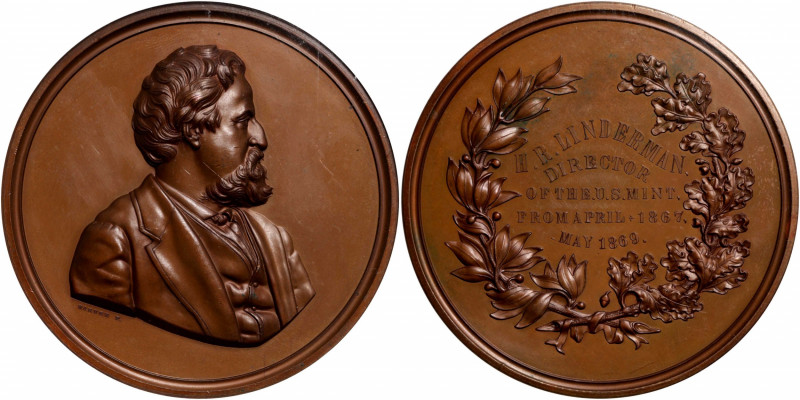 "1869" (1870s) Mint Director Henry R. Linderman Medal. By William Barber. Julian...