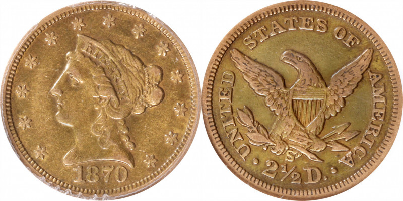 1870-S Liberty Head Quarter Eagle. EF-45 Details--Cleaned (ANACS).

PCGS# 7812...