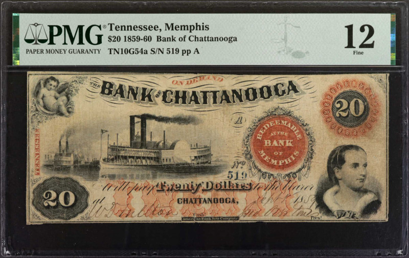 Memphis, Tennessee. Bank of Chattanooga. 1859-60. $20. PMG Fine 12.

(TN-10 G5...