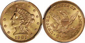 1901 Liberty Head Quarter Eagle. MS-64 (PCGS).

PCGS# 7853. NGC ID: 25LS.

From the Mark and Lottie Salton Collection.

Estimate: $ 700