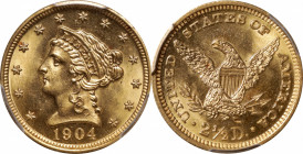 1904 Liberty Head Quarter Eagle. MS-64 (PCGS).

PCGS# 7856. NGC ID: 25LV.

Estimate: $ 600