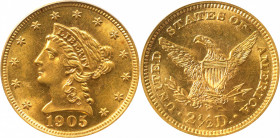 1905 Liberty Head Quarter Eagle. MS-63 (PCGS).

PCGS# 7857. NGC ID: 25LW.

Estimate: $ 450