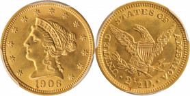 1906 Liberty Head Quarter Eagle. MS-64 (PCGS).

PCGS# 7858. NGC ID: 25LX.

Estimate: $ 700