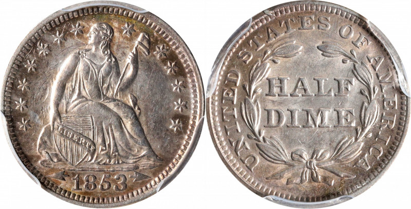 1853 Liberty Seated Half Dime. Arrows. AU Details--Cleaned (PCGS).

PCGS# 4356...