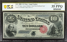 Fr. 113. 1880 $10 Legal Tender Note. PCGS Banknote Choice Very Fine 35 PPQ.

Small red scalloped seal. Blue serial numbers. Seen with the last signa...