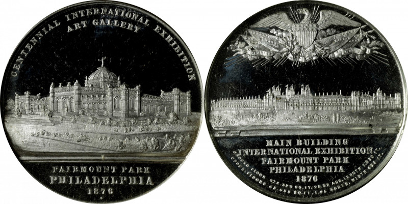 1876 U.S. Centennial Exhibition Art Gallery Medal, White Metal, Choice Mint Stat...