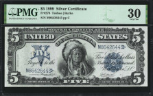 Fr. 278. 1899 $5 Silver Certificate. PMG Very Fine 30.

Teehee - Burke signature combination. Bright paper gleams through the third party holder. PM...