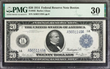 Fr. 965. 1914 $20 Federal Reserve Note. Boston. PMG Very Fine 30.

A superior looking VF 30, with only a light center fold visible on the back. A sl...