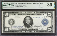 Fr. 969. 1914 $20 Federal Reserve Note. New York. PMG Choice Very Fine 35.

An solid Choice VF 35 Blue Seal $20 with a centerfold visible really onl...