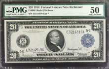 Fr. 980. 1914 $20 Federal Reserve Note. Richmond. PMG About Uncirculated 50.

Almost no signs of circulation are evident on this AU 50 $20 from the ...