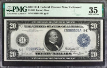 Fr. 981. 1914 $20 Federal Reserve Note. Richmond. PMG Choice Very Fine 35.

With almost no trace of visible folds and outstanding centering, we are ...